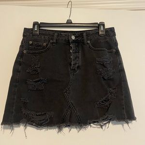 American Eagle Outfitters Black Distressed Mini Skirt